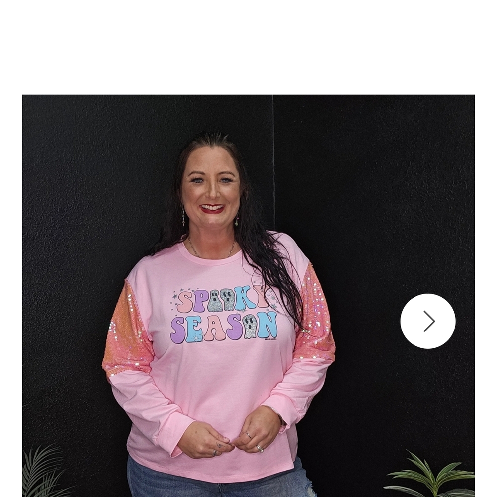 Pink sparkly Spooky Season shirt!